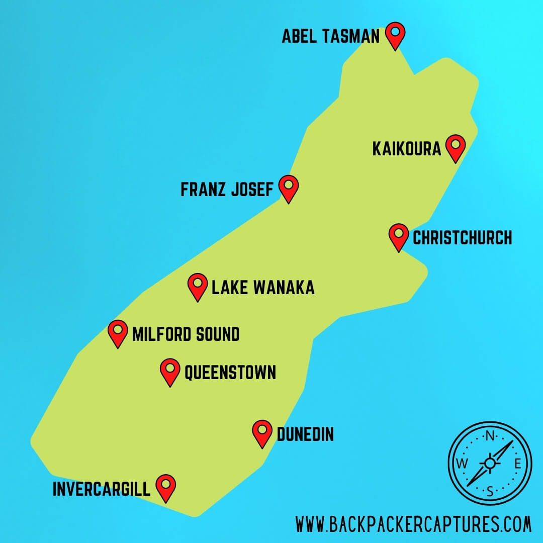 New Zealand South Island Map